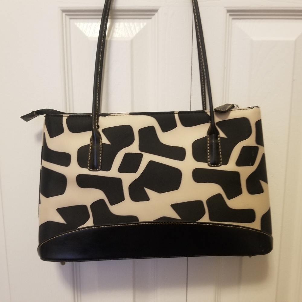 New beige and brown print shoulder bag